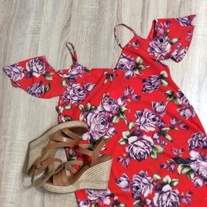 Bright Red Floral dress